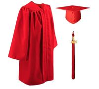 GraduatePro Bambini 2025 Toga Laurea con Cappello Tocco Prescolastico Scuola Materna Costume Unisex Rosso 27