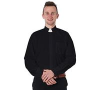GraduatePro Camicia Prete Clergy Uomo Maniche Lunghe con Colletto Collo Romano Sacerdote Nero