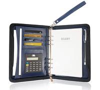 GraduatePro Cartella Portadocumenti A5 Pelle di Cerniera Chiusura con cerniera Unisex per Ufficio Conferenza Cartellina Custodia Organizzatore con Quaderno-Blu