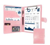 GraduatePro Cartella Portadocumenti A5 Pelle di Cerniera Chiusura magnetica Unisex per Ufficio Conferenza Cartellina Custodia Organizzatore con Quaderno-Rosa
