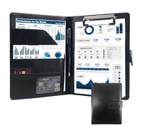 GraduatePro Cartella Portadocumenti A5 Pelle di Cerniera Chiusura magnetica Unisex per Ufficio Conferenza Cartellina Custodia Organizzatore con Quaderno-Nero