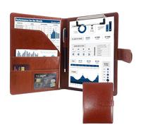 GraduatePro Cartella Portadocumenti A5 Pelle di Cerniera Chiusura magnetica Unisex per Ufficio Conferenza Cartellina Custodia Organizzatore con Quaderno-Marrone