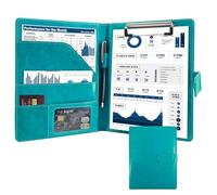 GraduatePro Cartella Portadocumenti A5 Pelle di Cerniera Chiusura magnetica Unisex per Ufficio Conferenza Cartellina Custodia Organizzatore con Quaderno-Turchese