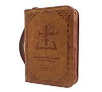 GraduatePro Copertina per Bibbia in Pelle PU Borsa Portatile Scatole con Maniglia Borsetta Leggera croce bruna