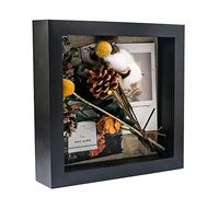 GraduatePro Cornice 3D 23x23 Profonda con vetro per Oggetti in Legno da Parete Tavolo Nero Regalo Decorativo