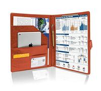 GraduatePro Porta Documenti A4 Pelle Portablocco Con Pinza Cartellina Portadocumenti Portablocchi Impermeabile Donna Uomo Marrone