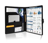 GraduatePro Porta Documenti A4 Pelle Portablocco Con Pinza Cartellina Portadocumenti Portablocchi Impermeabile Donna Uomo Nero