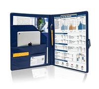 GraduatePro Porta Documenti A4 Pelle Portablocco Con Pinza Cartellina Portadocumenti Portablocchi Impermeabile Donna Uomo Blu