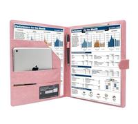 GraduatePro Porta Documenti A4 Pelle Portablocco Con Pinza Cartellina Portadocumenti Portablocchi Impermeabile Donna Uomo Rosa