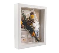 GraduatePro, Scatola con Cornice Bianca con Sfondo in Lino e 6 spilli, per Memorabilia, premi, medaglie, 20,3 cm x 25,4 cm