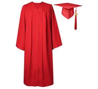 GraduatePro Toga Laurea con Cappello con Ciondolo 2026 Donna Uomo Costume università Scuola Superiore Dottorato Master Rosso 48=S