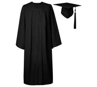 GraduatePro Toga Laurea e Tocco Cappello Uomo Donna Nappa Scuola Superiore Dottorato Cerimonia Universitaria Nero 48 Plus=S Plus