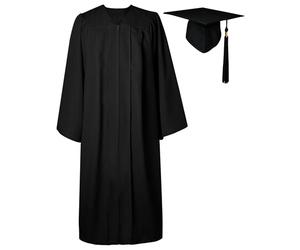 GraduatePro Toga Laurea e Tocco Cappello Uomo Donna Nappa Scuola Superiore Dottorato Cerimonia Universitaria Nero 51=M