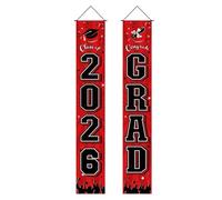 Graduation Banner Set, Ceremony Decor Sheet, Polyester Hanging Panel, Event Photo Backdrop Kit, for School College Home Porch Patio Outdoor Door 70.87x11.81 inches