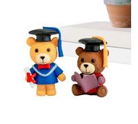 Graduation Bears, 2 Piece Ornament, Animal Table Décor with Sturdy Build, Desk Accessory with Easy Display, Celebration Supply, Party Aid for Kids Students Class Kindergarten High School College