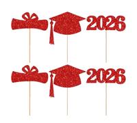 Graduation Bouquet Toppers | Cupcake Centerpieces - 2026 Graaduation Hat Cupcake Picks - for Food, Dinneer Table, Desks, Festival, Holiday, Party, School Activitys