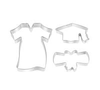 Graduation cookie cuters - Stainless Steel 3-Piece Set, Cap Gown Diploma Molds | Dough Shaping Tools for College Parties, High School Celebrations, Baking gefts, dey Snacks, Festive Cookie Decorating