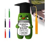 Graduation Pickle, Congrats Grad Keepsake Cute Knitted Cucumber Doll Handmade Plush Gift Decorative Ornament, for Siblings Friends Classmates Roommates Party Ceremony Home Office Bedroom Use