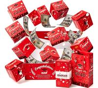 Graduation Pop Up Money Box for Class of 2026, Surprise Explosion Gift Box with Cash Pull Out, DIY Folding Money Gift Box for Preschool, High School & College Graduation Gifts (Red)