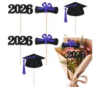 Graduation Toppers Per Bouquet | Toppers Artigianali | 2026 Stuzzicadenti Per Cupcake A Forma Di Cappello Di Laurea | Alimenti Tavola Da Cena Festival Vacanza Party Attività Al