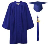 GraduationMall 2025 Laurea Cappello e Abito per Bambini Matte Prescolare Scuola Materna Costume Ragazzo Ragazza Blu Reale 27(107-114cm)