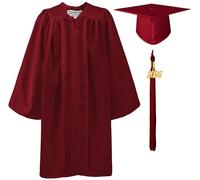 GraduationMall 2025 Laurea Cappello e Abito per Bambini Matte Prescolare Scuola Materna Costume Ragazzo Ragazza Bordeaux 33(123-130cm)