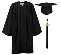 GraduationMall 2025 Laurea Cappello e Abito per Bambini Matte Prescolare Scuola Materna Costume Ragazzo Ragazza Nero 33(123-130cm)