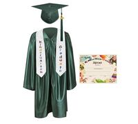 GraduationMall 2025 Laurea Cappello e Abito per Bambini Stola Laurea Certificato della Scuola Materna Ragazzo Ragazza Foresta 27(107-114cm)