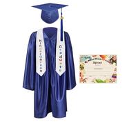 GraduationMall 2025 Laurea Cappello e Abito per Bambini Stola Laurea Certificato della Scuola Materna Ragazzo Ragazza Blu Reale 36(131-138cm)