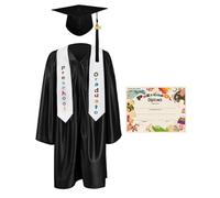 GraduationMall 2026 Ragazzo Ragazza Toga Laurea Cappello e Abito per Bambini Stola Laurea Prescolare Scuola Nero 30(115-122cm)