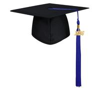 GraduationMall 2026 Tocco Laurea Cappello Uomo Donna Cappello per Laurea Diploma Berretto Universitario Adulti-Nappa Nero/Blu Reale