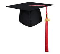 GraduationMall 2026 Tocco Laurea Cappello Uomo Donna Cappello per Laurea Diploma Berretto Universitario Adulti-Nappa Nero/Rosso