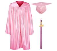 GraduationMall Ragazzo Ragazza Toga Laurea Cappello e Abito per Bambini 2025 Prescolare Scuola Materna Costume Rosa 36(131-138cm)