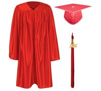 GraduationMall Ragazzo Ragazza Toga Laurea Cappello e Abito per Bambini 2025 Prescolare Scuola Materna Costume Rosso 33(123-130cm)
