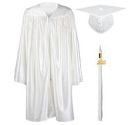 GraduationMall Ragazzo Ragazza Toga Laurea Cappello e Abito per Bambini 2025 Prescolare Scuola Materna Costume Bianco 30(115-122cm)