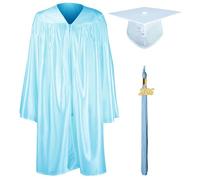 GraduationMall Ragazzo Ragazza Toga Laurea Cappello e Abito per Bambini 2025 Prescolare Scuola Materna Costume Cielo Blu 30(115-122cm)