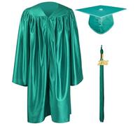 GraduationMall Ragazzo Ragazza Toga Laurea Cappello e Abito per Bambini 2025 Prescolare Scuola Materna Costume Emerald 27(107-114cm)