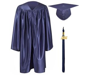 GraduationMall Ragazzo Ragazza Toga Laurea Cappello e Abito per Bambini 2025 Prescolare Scuola Materna Costume Marina 30(115-122cm)