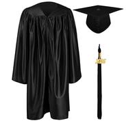 GraduationMall Ragazzo Ragazza Toga Laurea Cappello e Abito per Bambini 2026 Prescolare Scuola Materna Costume Nero 30(115-122cm)