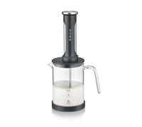 GRAEF MS202EU - Montalatte senza fili nero, mescolando, schiumatura e miscelazione, bricco di latte in vetro, semplice funzionamento intuitivo con un tasto, 4 funzioni, facile da usare con un solo