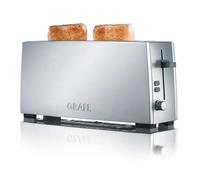 GRAEF Tostapane TO 90 argento, fessura lunga, supporto panini, 6 livelli doratura, sollevamento, raccoglibriciole inox, scongelamento