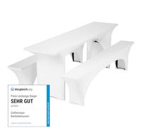 Gräfenstayn® Leopold - Copertura per tavolo elasticizzata, set da 3 pezzi, larghezza tavolo: 70 cm o 50 cm, a norma Standard 100 by Öko-Tex, bianco, 50 x 220 cm