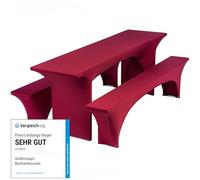 Gräfenstayn® Leopold - Copertura per tavolo elasticizzata, set da 3 pezzi, larghezza tavolo: 70 cm o 50 cm, a norma Standard 100 by Öko-Tex, bordeaux, 70 x 220 cm