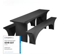 Gräfenstayn® Leopold - Copertura per tavolo elasticizzata, set da 3 pezzi, larghezza tavolo: 70 cm o 50 cm, a norma Standard 100 by Öko-Tex, Nero, 50 x 220 cm
