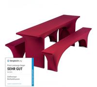 Gräfenstayn® Leopold - Copertura per tavolo elasticizzata, set da 3 pezzi, larghezza tavolo: 70 cm o 50 cm, a norma Standard 100 by Öko-Tex, bordeaux, 50 x 220 cm