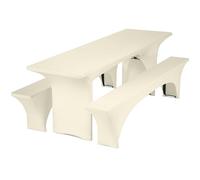 Gräfenstayn® Leopold - Copertura per tavolo elasticizzata, set da 3 pezzi, larghezza tavolo: 70 cm o 50 cm, a norma Standard 100 by Öko-Tex, crema, 70 x 220 cm