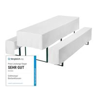 Gräfenstayn, modello: Valentin - Set di 3 teloni di copertura per panche o tavoli, larghezza: da 50 a 70 cm, Poliestere, bianco, 70 x 220 cm