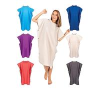 Gräfenstayn Premium Swim Poncho con bottoni a pressione - Öekotex 100 - Accappatoio per uomo e donna - Surf Poncho Beach Poncho Towel -Adult - Microfibra Swimwear (S-M beige)