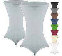 Gräfenstayn Set di 2 Diana Tavolino da bar elasticizzati con sigillo Oeko-Tex, rinforzo nella zona dei piedi, in molti colori e misure Ø60-65cm / Ø70-75cm / Ø80-85cm (Grigio, Ø80-85cm)