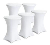 Gräfenstayn Set di 5 Diana Tavolino da bar elasticizzati con sigillo Oeko-Tex, rinforzo nella zona dei piedi, in molti colori e misure Ø60-65cm / Ø70-75cm / Ø80-85cm (Bianco, Ø70-75cm)